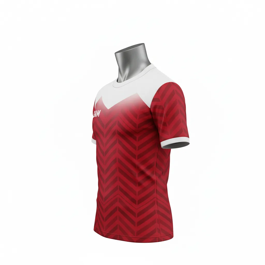Custom Flag Football Compression Jersey - White - Crimson Chevron - Side View - Kinexa Sportswear
