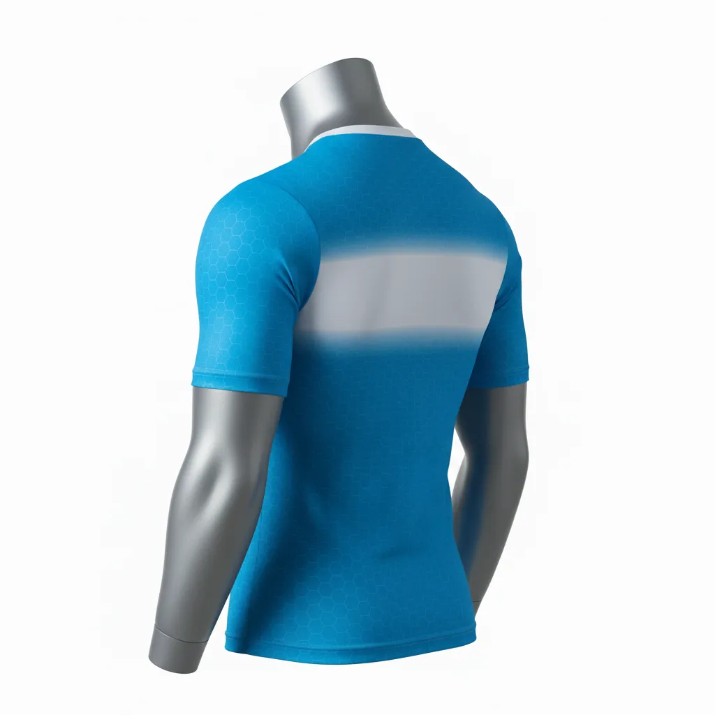 Custom Flag Football Compression Jersey - White - Cyan Honeycomb - Back View - Kinexa Sportswear