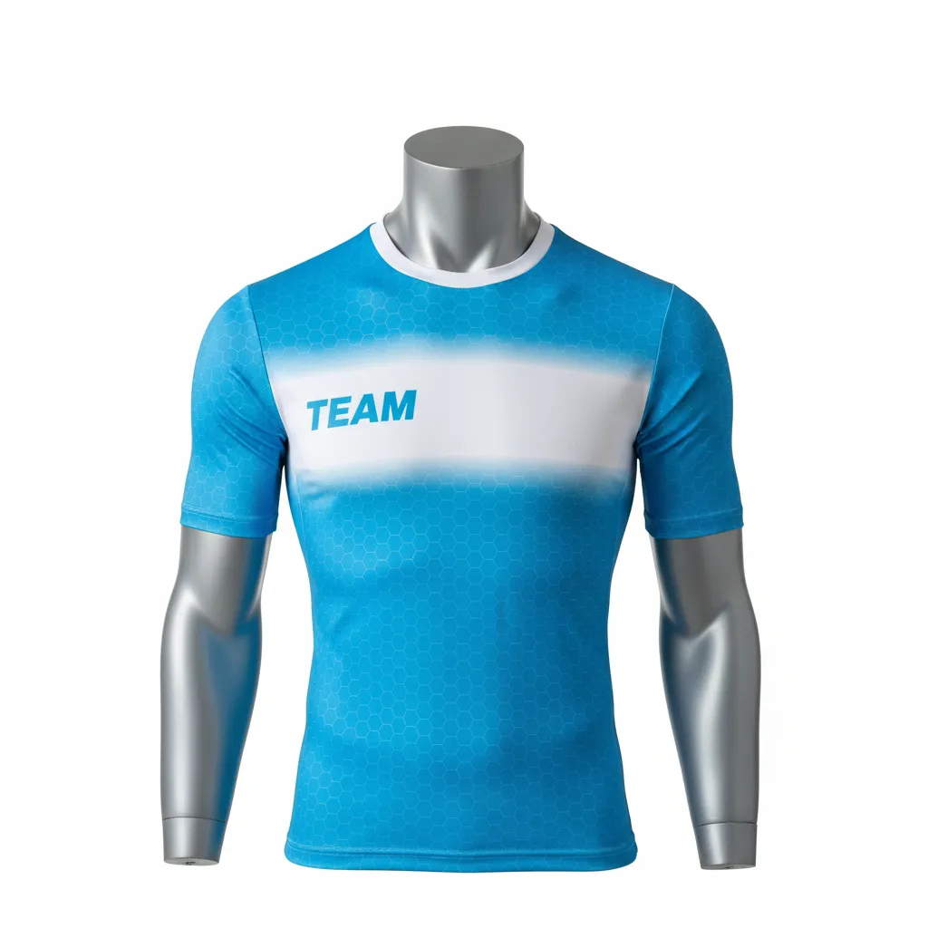 Custom Flag Football Compression Jersey - White - Cyan Honeycomb - Front View - Kinexa Sportswear