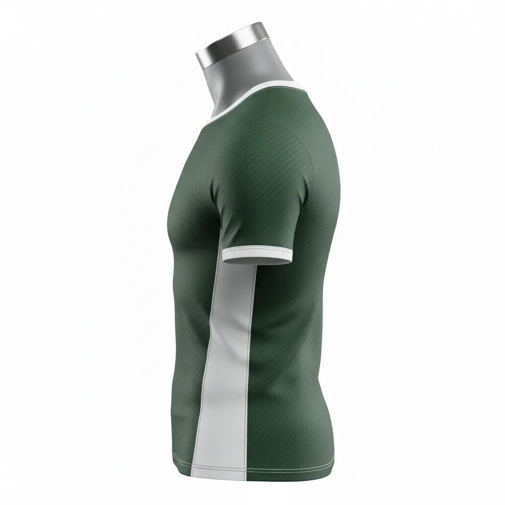 Custom Flag Football Compression Jersey - Green, White - Dark Carbon - Side View - Kinexa Sportswear