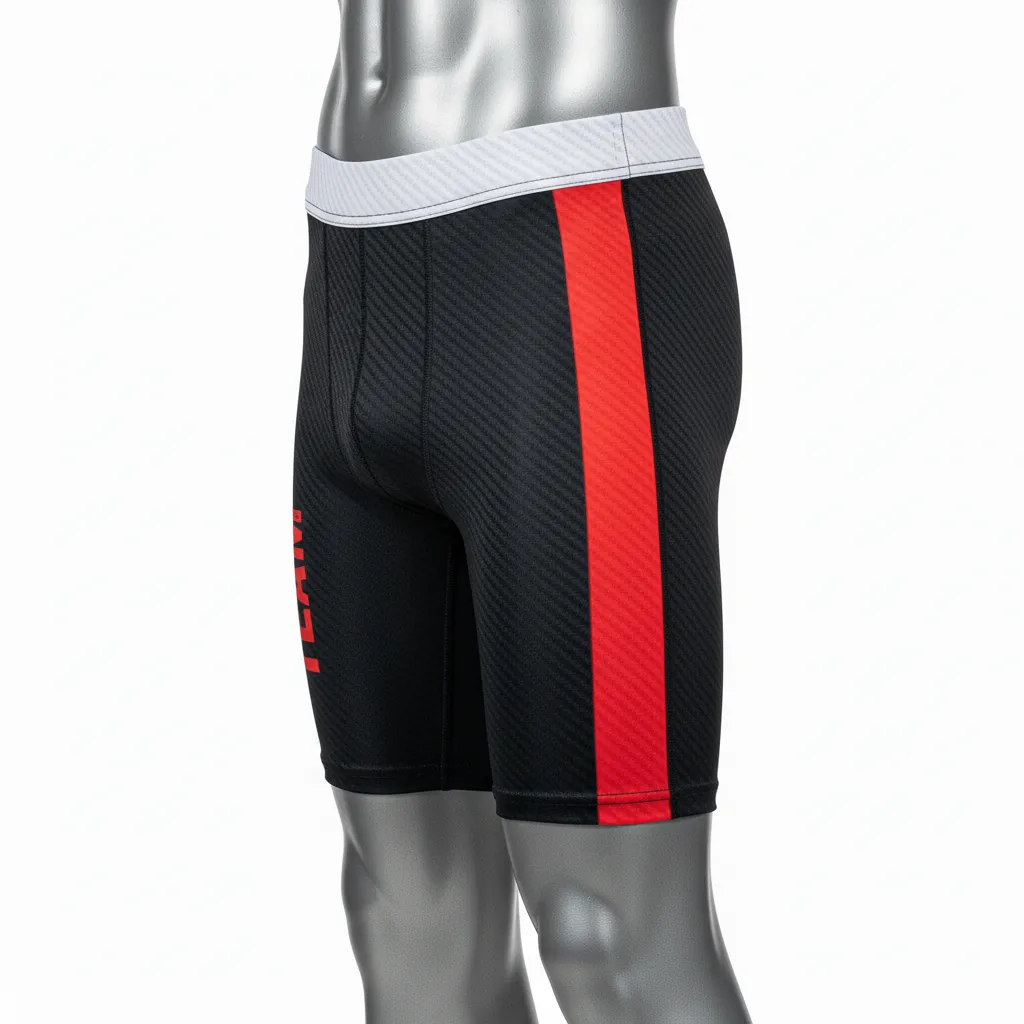 Custom Flag Football Flag Football Compression Shorts - Black, Red - Carbon - Side View - Kinexa Sportswear