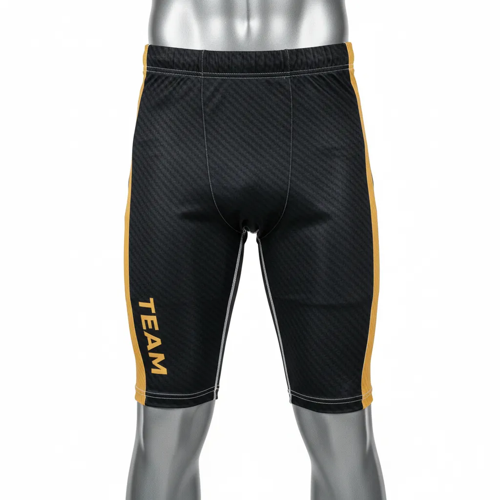 Custom Flag Football Flag Football Compression Shorts - Black, Gold - Vegas Carbon - Front View - Kinexa Sportswear