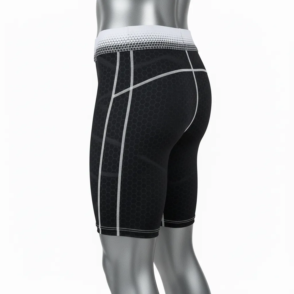 Custom Flag Football Flag Football Compression Shorts - Black, White - Hexagon - Back View - Kinexa Sportswear
