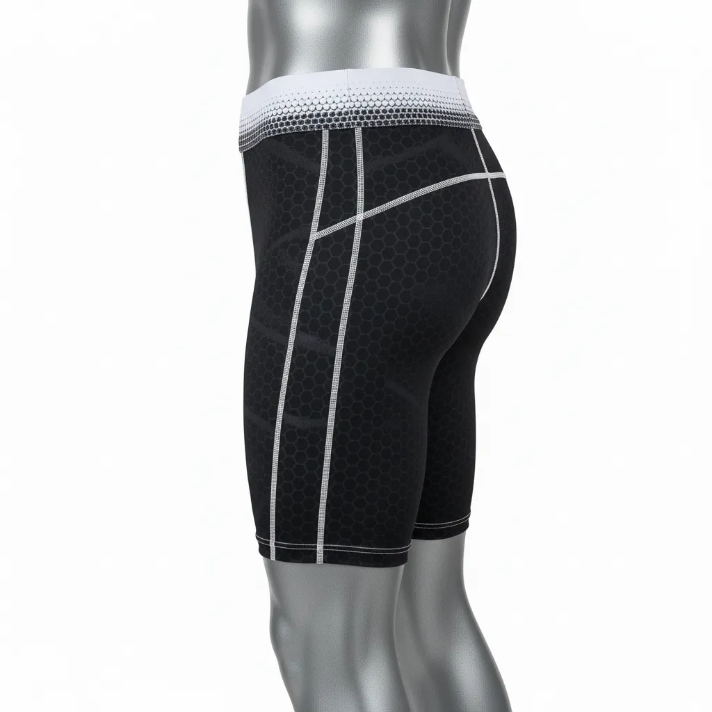 Custom Flag Football Flag Football Compression Shorts - Black, White - Hexagon - Side View - Kinexa Sportswear