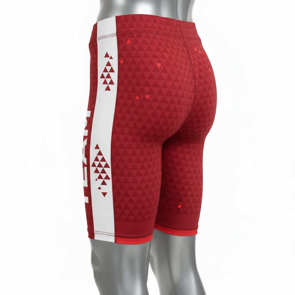 Custom Flag Football Flag Football Compression Shorts - White - Cardinal Triangle - Back View - Kinexa Sportswear