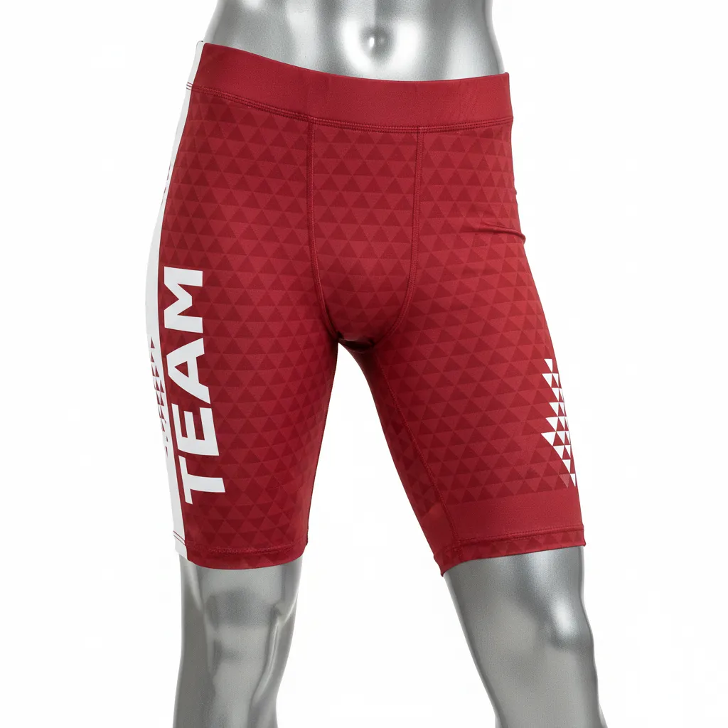 Custom Flag Football Flag Football Compression Shorts - White - Cardinal Triangle - Front View - Kinexa Sportswear