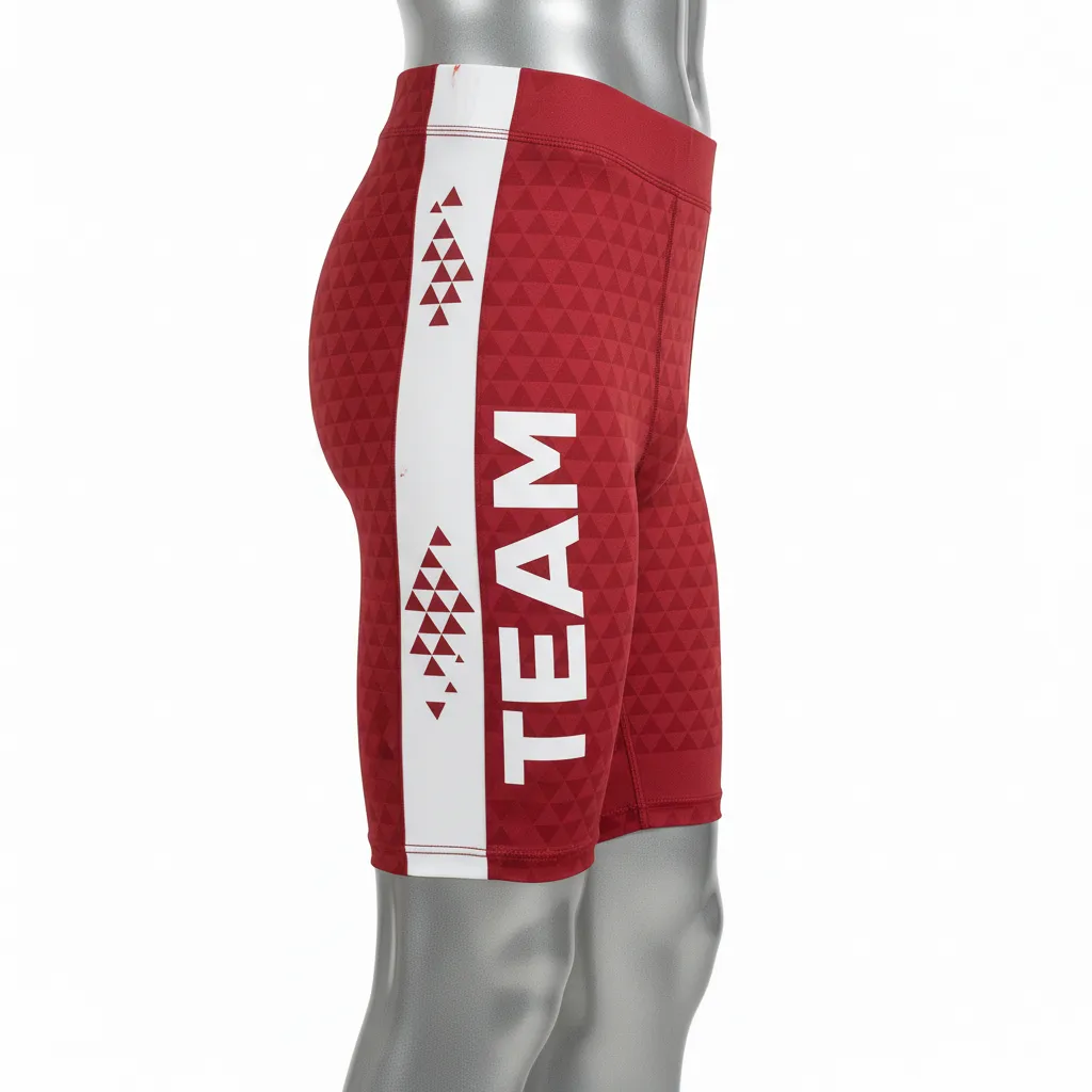 Custom Flag Football Flag Football Compression Shorts - White - Cardinal Triangle - Side View - Kinexa Sportswear