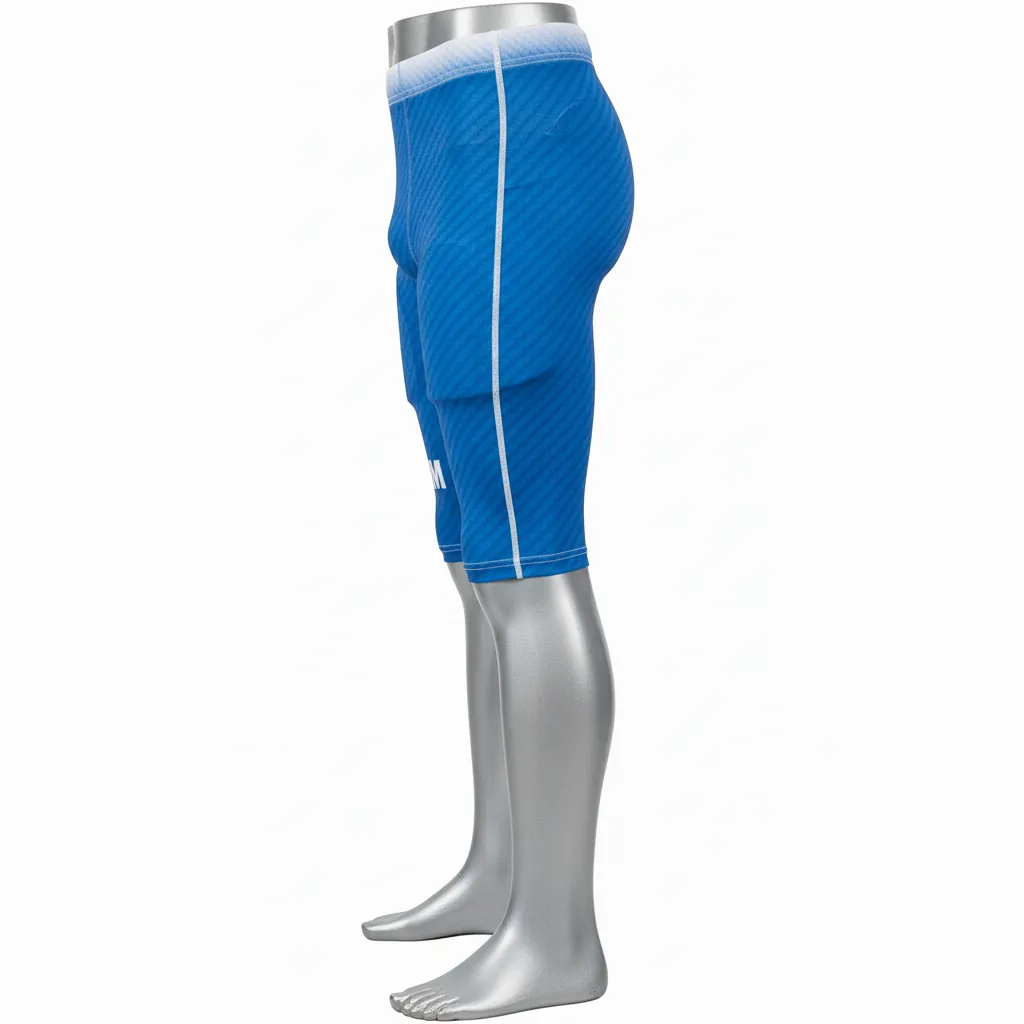 Custom Flag Football Flag Football Compression Shorts - Blue, White - Columbia Carbon - Side View - Kinexa Sportswear