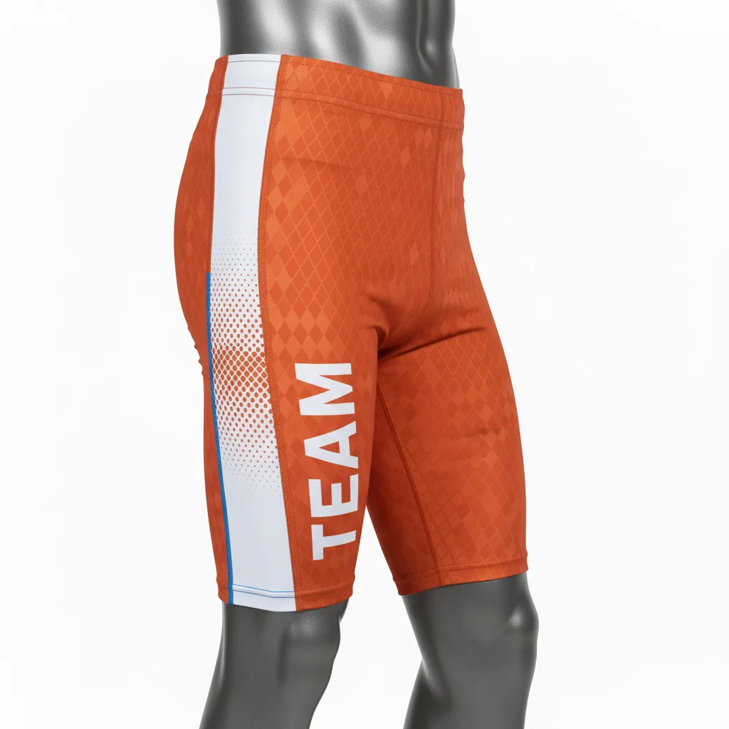 Custom Flag Football Flag Football Compression Shorts - White - Copper Chevron - Side View - Kinexa Sportswear