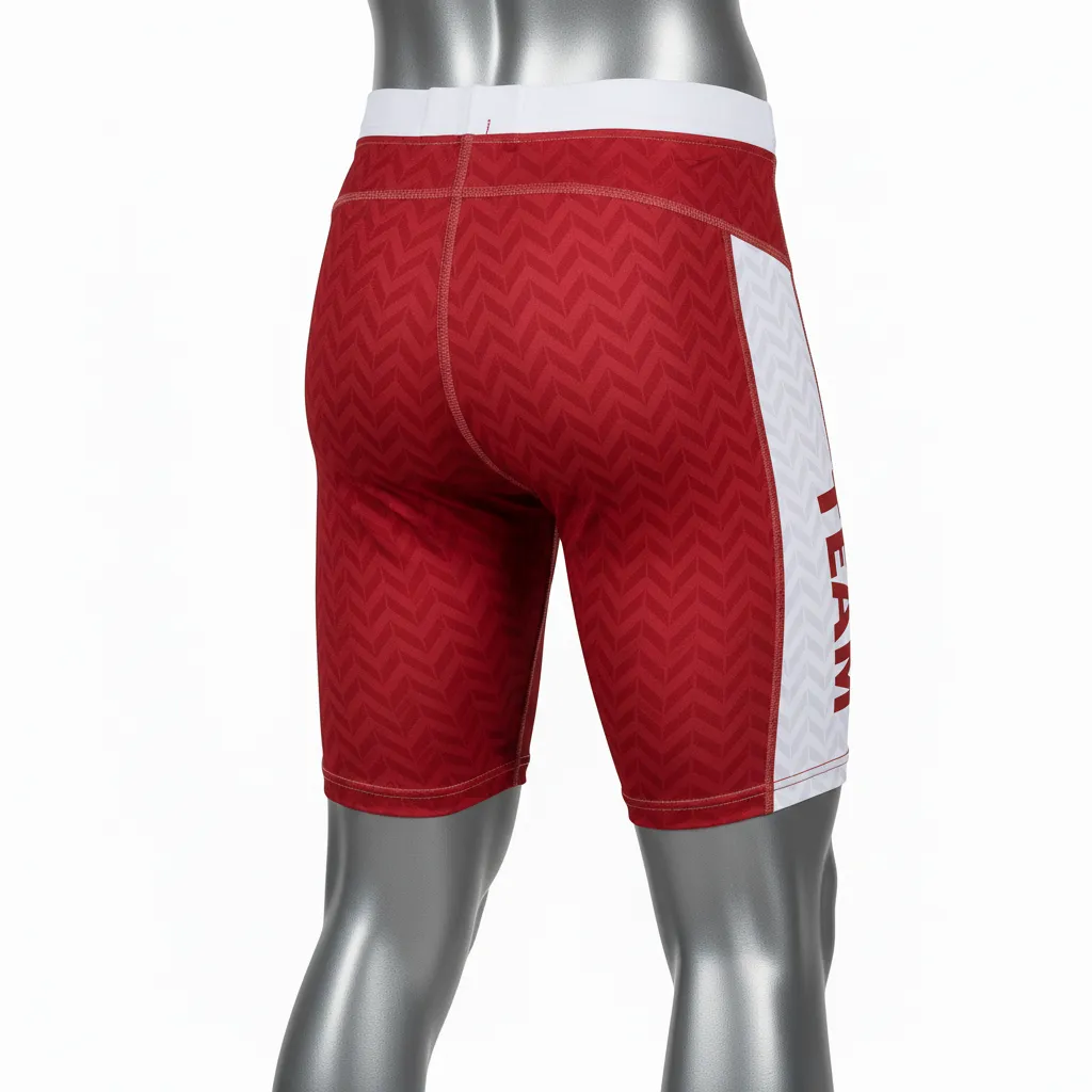 Custom Flag Football Flag Football Compression Shorts - White - Crimson Chevron - Back View - Kinexa Sportswear
