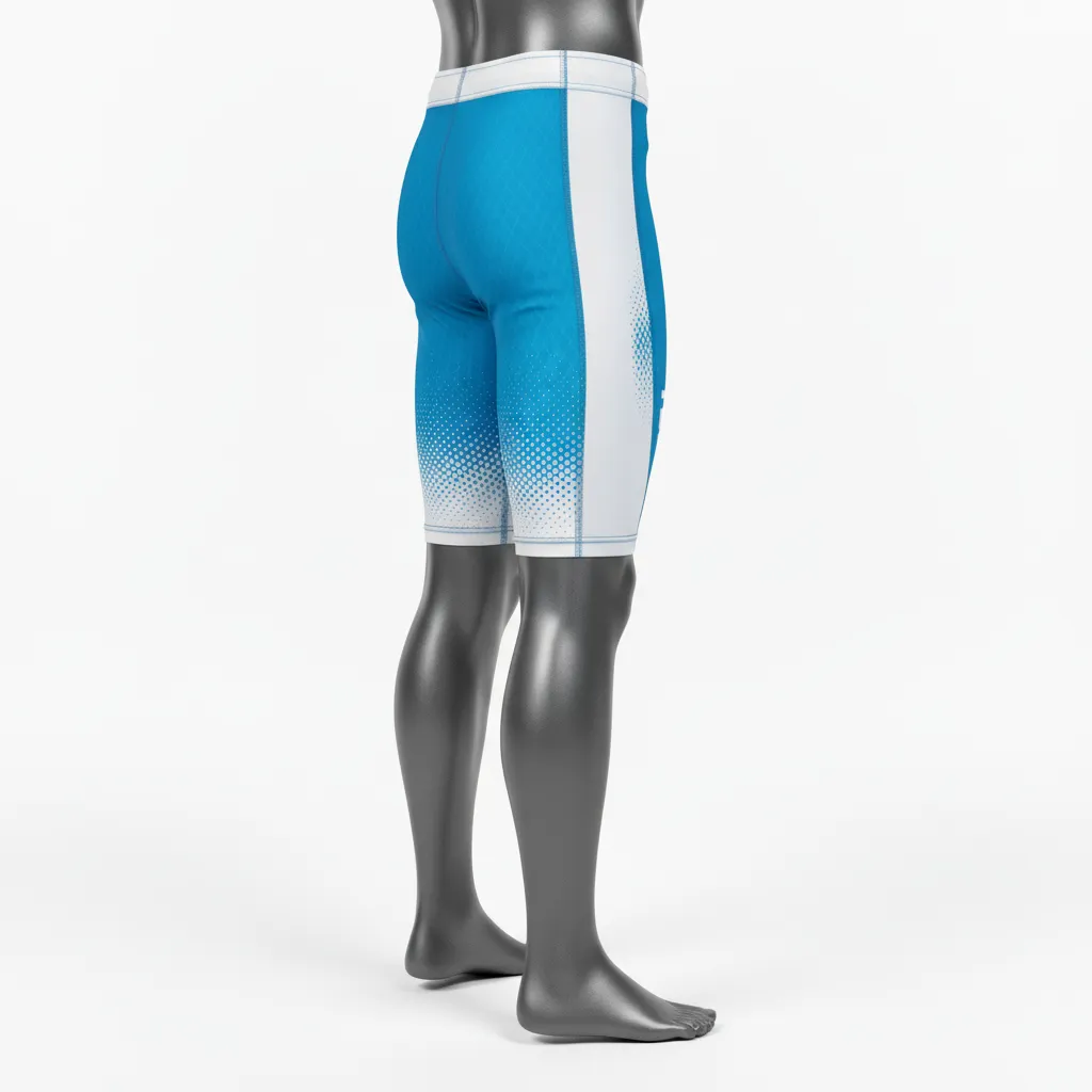 Custom Flag Football Flag Football Compression Shorts - White - Cyan Honeycomb - Back View - Kinexa Sportswear