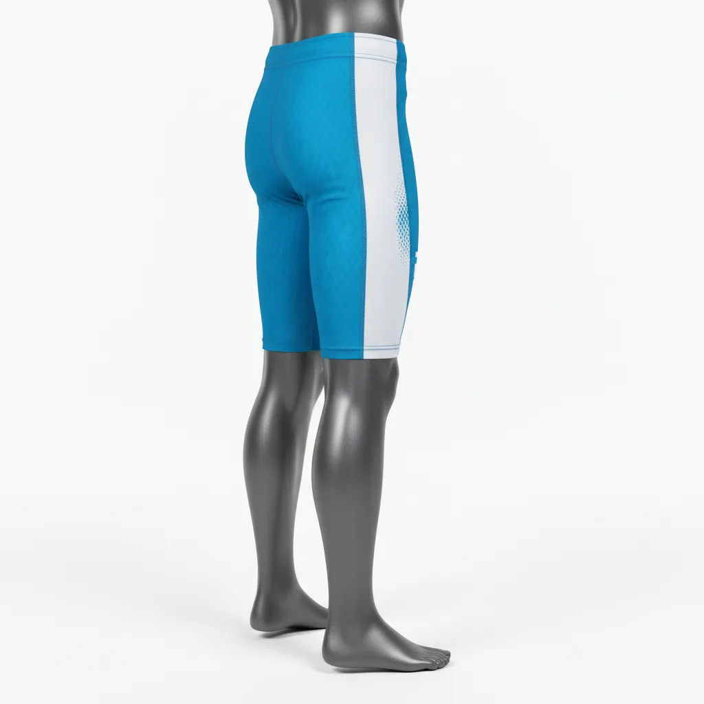 Custom Flag Football Flag Football Compression Shorts - White - Cyan Honeycomb - Side View - Kinexa Sportswear