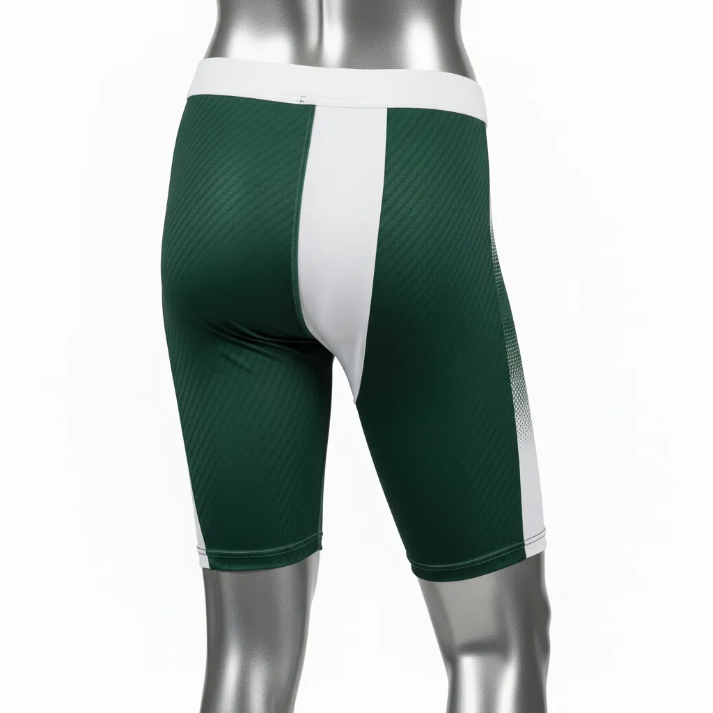 Custom Flag Football Flag Football Compression Shorts - Green, White - Dark Carbon - Back View - Kinexa Sportswear