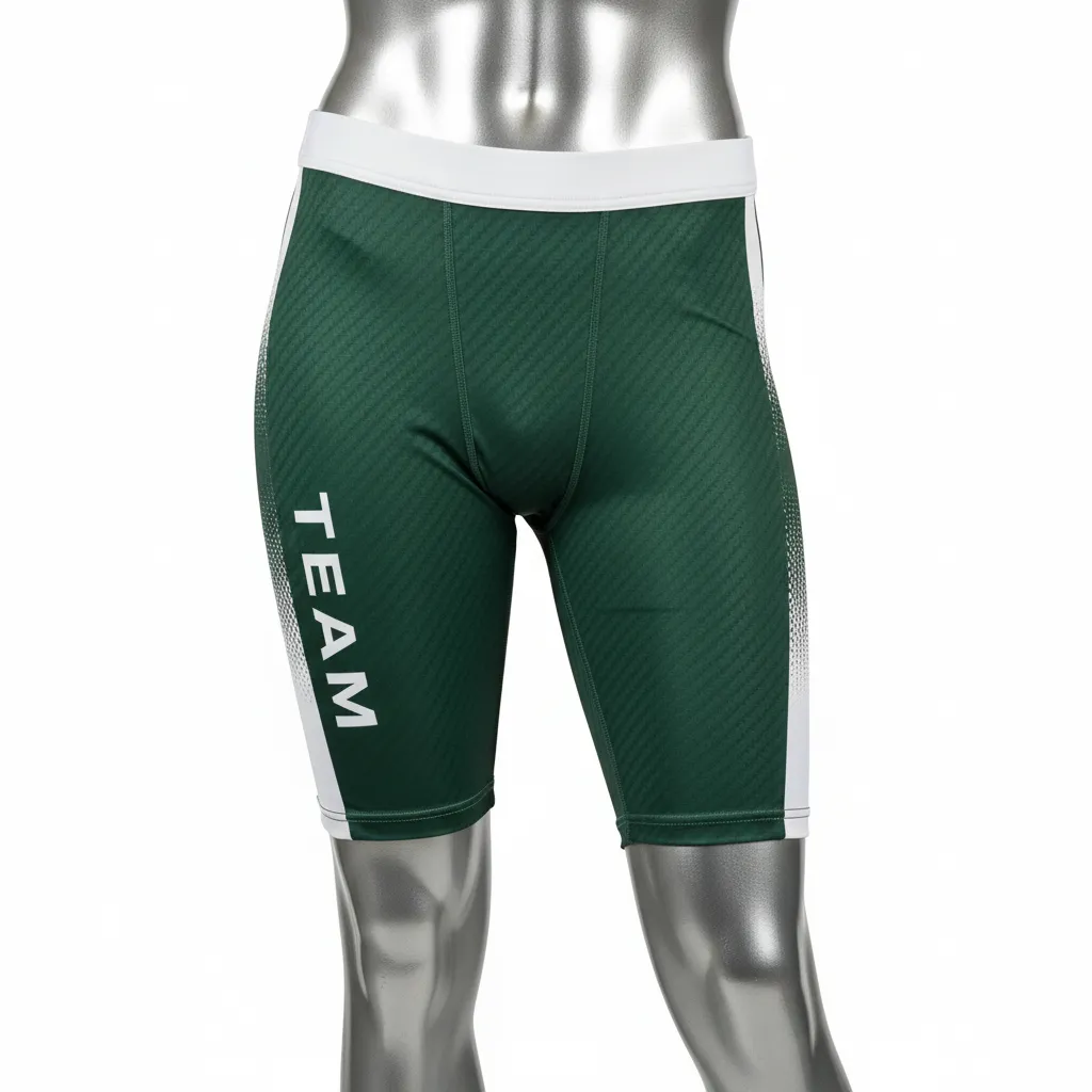 Custom Flag Football Flag Football Compression Shorts - Green, White - Dark Carbon - Front View - Kinexa Sportswear