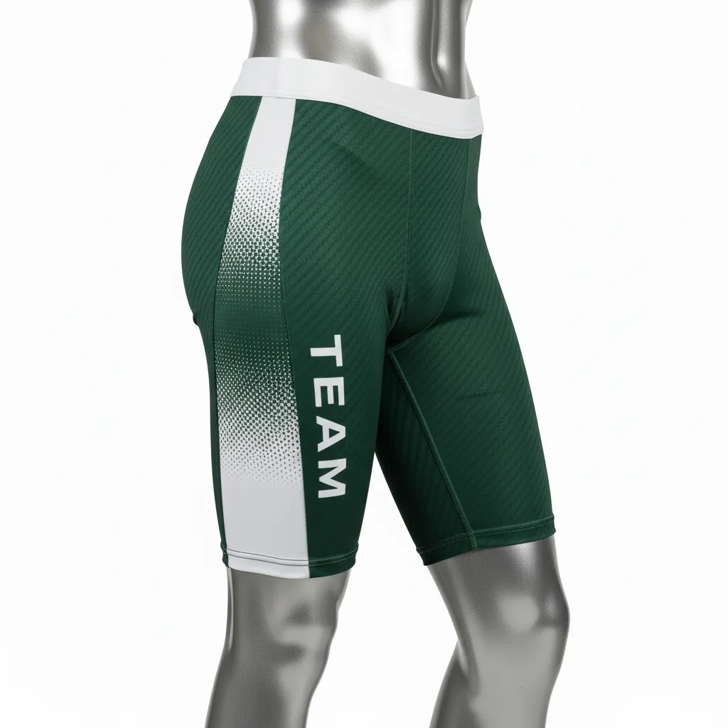 Custom Flag Football Flag Football Compression Shorts - Green, White - Dark Carbon - Side View - Kinexa Sportswear