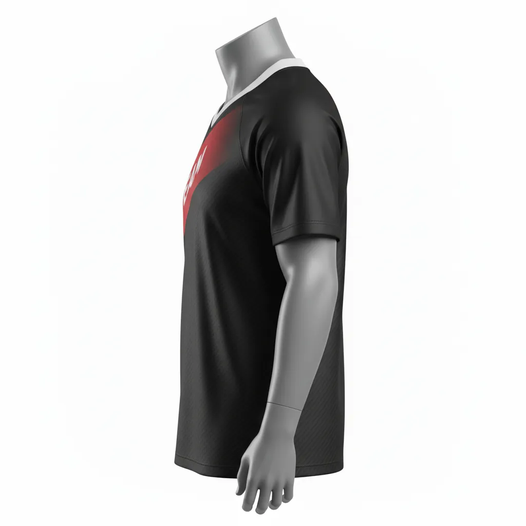Custom Flag Football Flag Football Jersey - Black, Red - Performance Carbon - Side View - Kinexa Sportswear