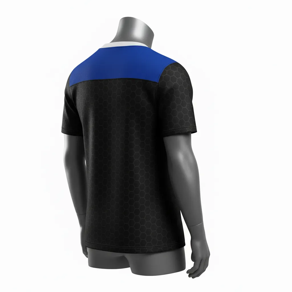 Custom Flag Football Flag Football Jersey - Black - Performance Royal Hexagon - Back View - Kinexa Sportswear