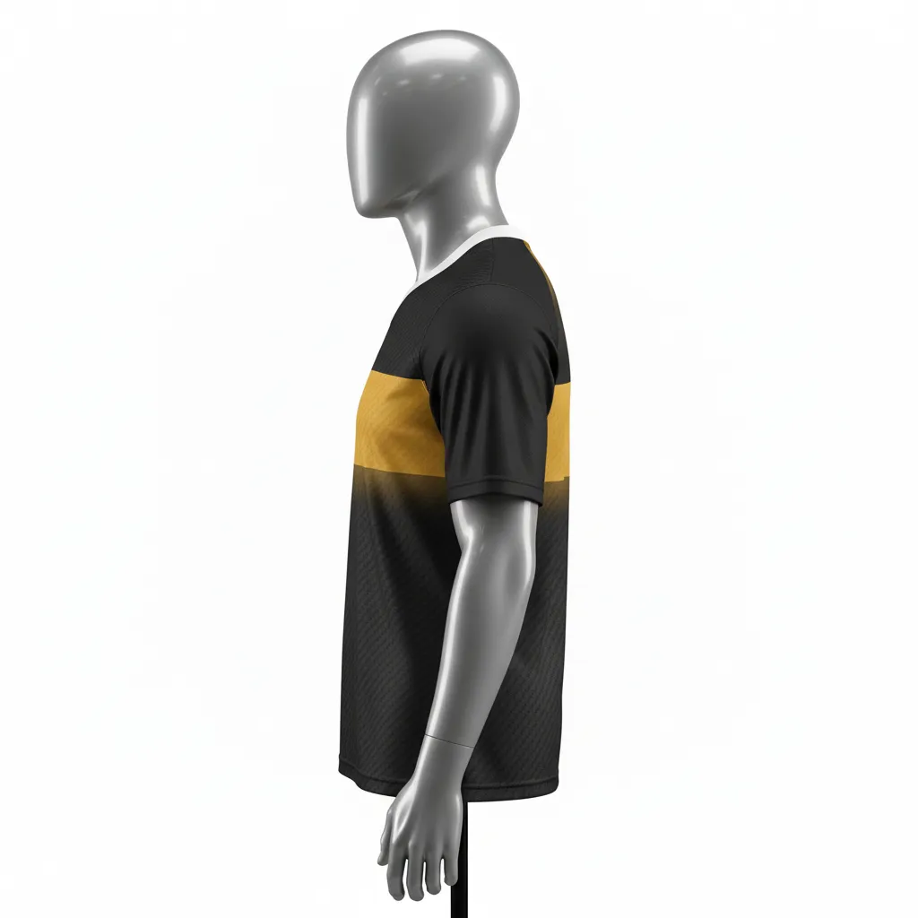 Custom Flag Football Flag Football Jersey - Black, Gold - Performance Vegas Carbon - Side View - Kinexa Sportswear
