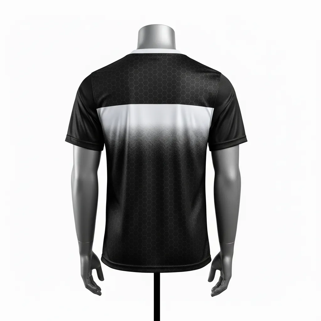 Custom Flag Football Flag Football Jersey - Black, White - Performance Hexagon - Back View - Kinexa Sportswear