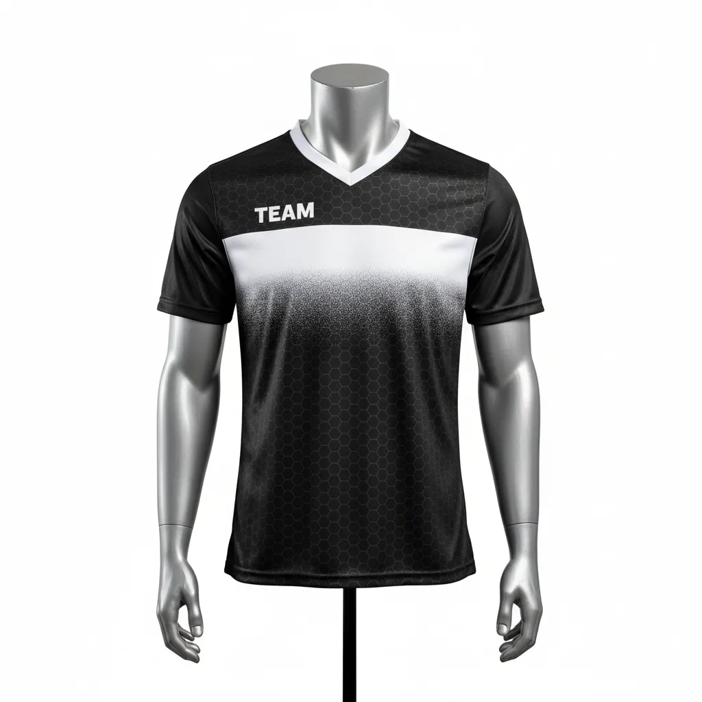 Custom Flag Football Flag Football Jersey - Black, White - Performance Hexagon - Front View - Kinexa Sportswear