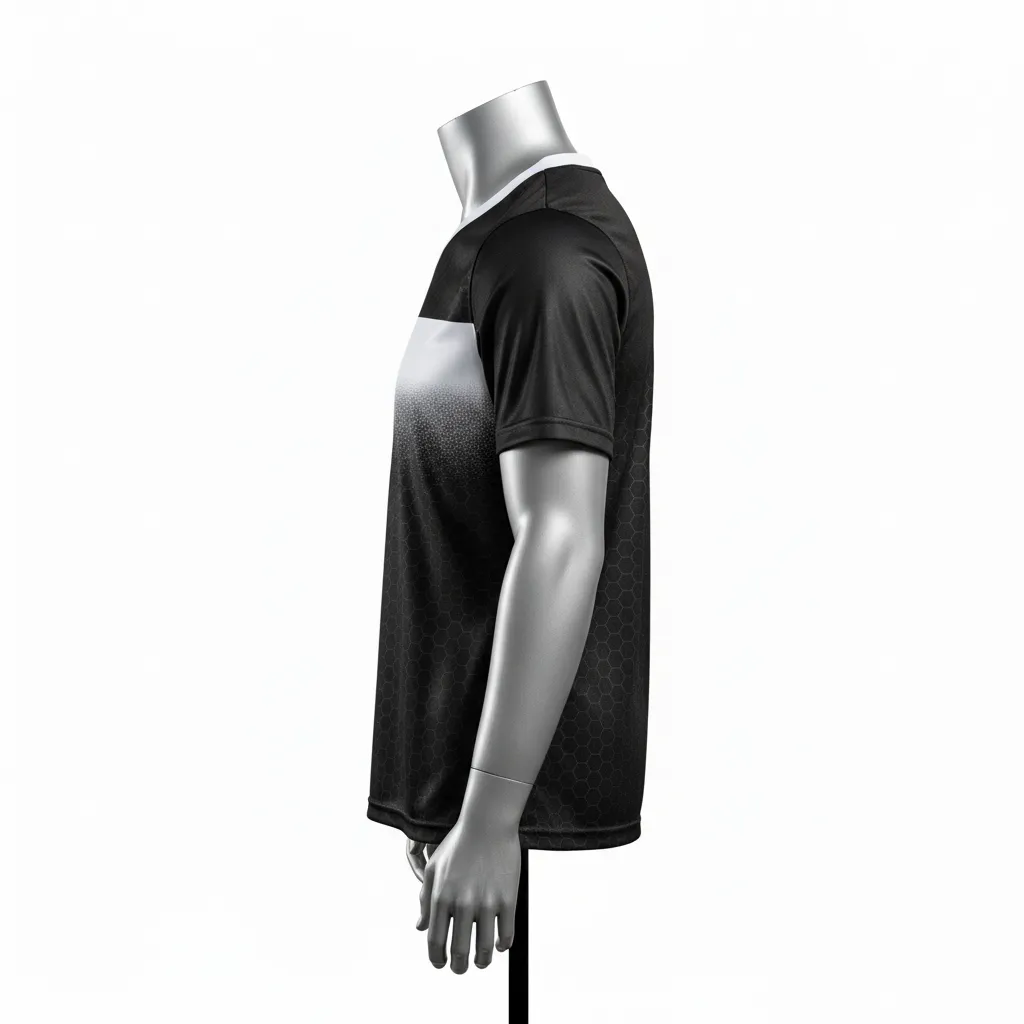 Custom Flag Football Flag Football Jersey - Black, White - Performance Hexagon - Side View - Kinexa Sportswear