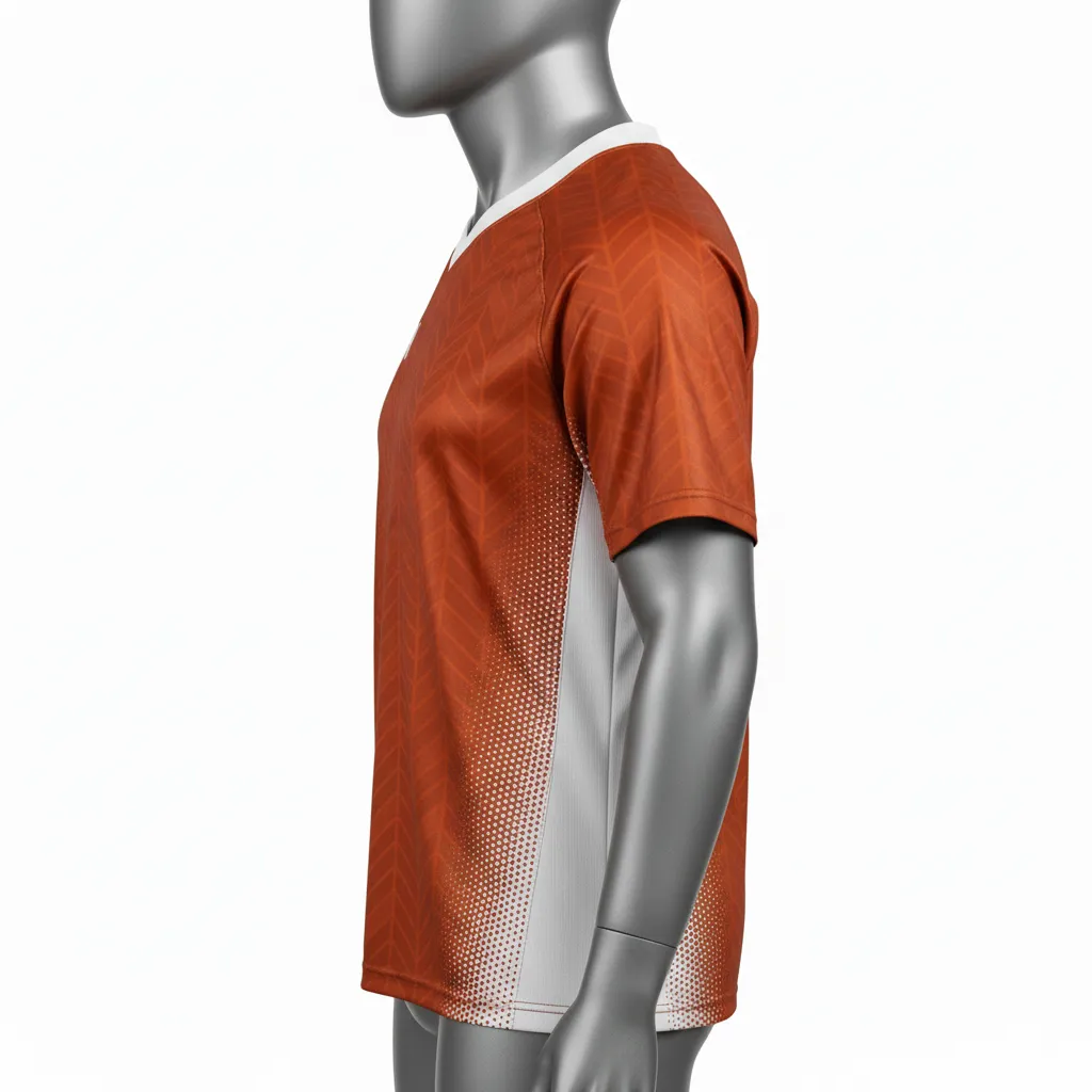 Custom Flag Football Flag Football Jersey - White - Performance Copper Chevron - Side View - Kinexa Sportswear