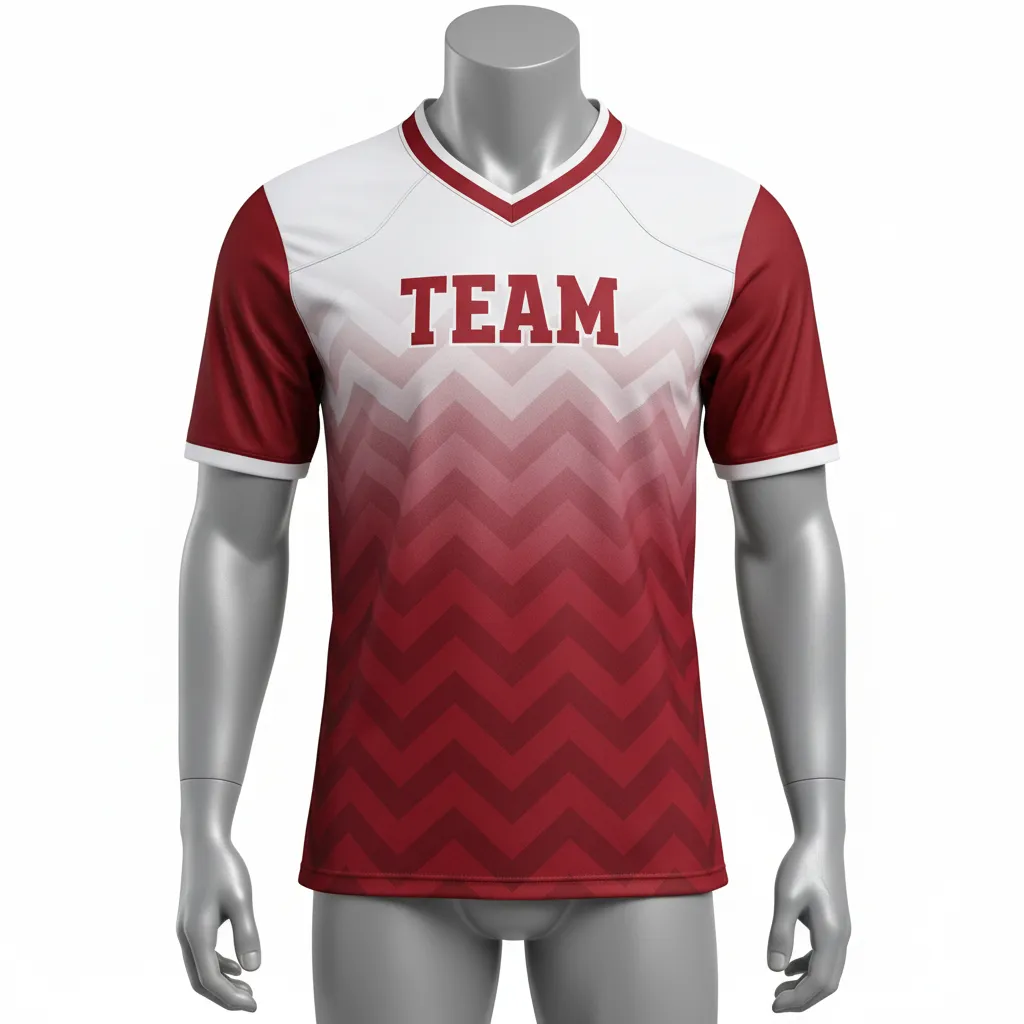 Custom Flag Football Flag Football Jersey - White - Performance Crimson Chevron - Front View - Kinexa Sportswear