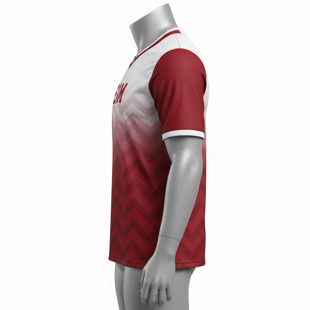 Custom Flag Football Flag Football Jersey - White - Performance Crimson Chevron - Side View - Kinexa Sportswear