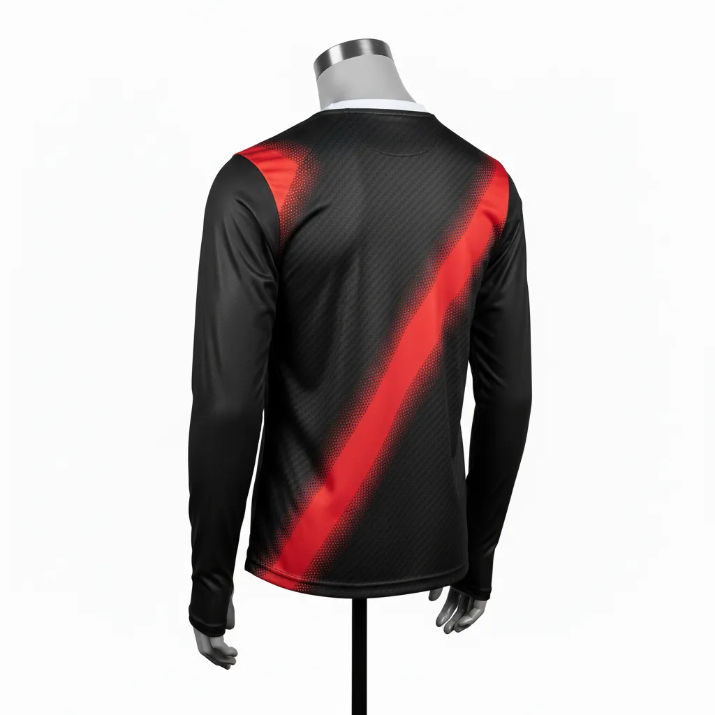 Custom Flag Football Flag Football Long Sleeve Training Shirt - Black, Red - Longsleeve Carbon - Back View - Kinexa Sportswear
