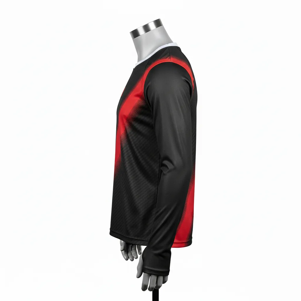 Custom Flag Football Flag Football Long Sleeve Training Shirt - Black, Red - Longsleeve Carbon - Side View - Kinexa Sportswear