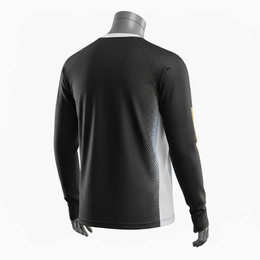 Custom Flag Football Flag Football Long Sleeve Training Shirt - Black, Gold - Longsleeve Vegas Carbon - Back View - Kinexa Sportswear