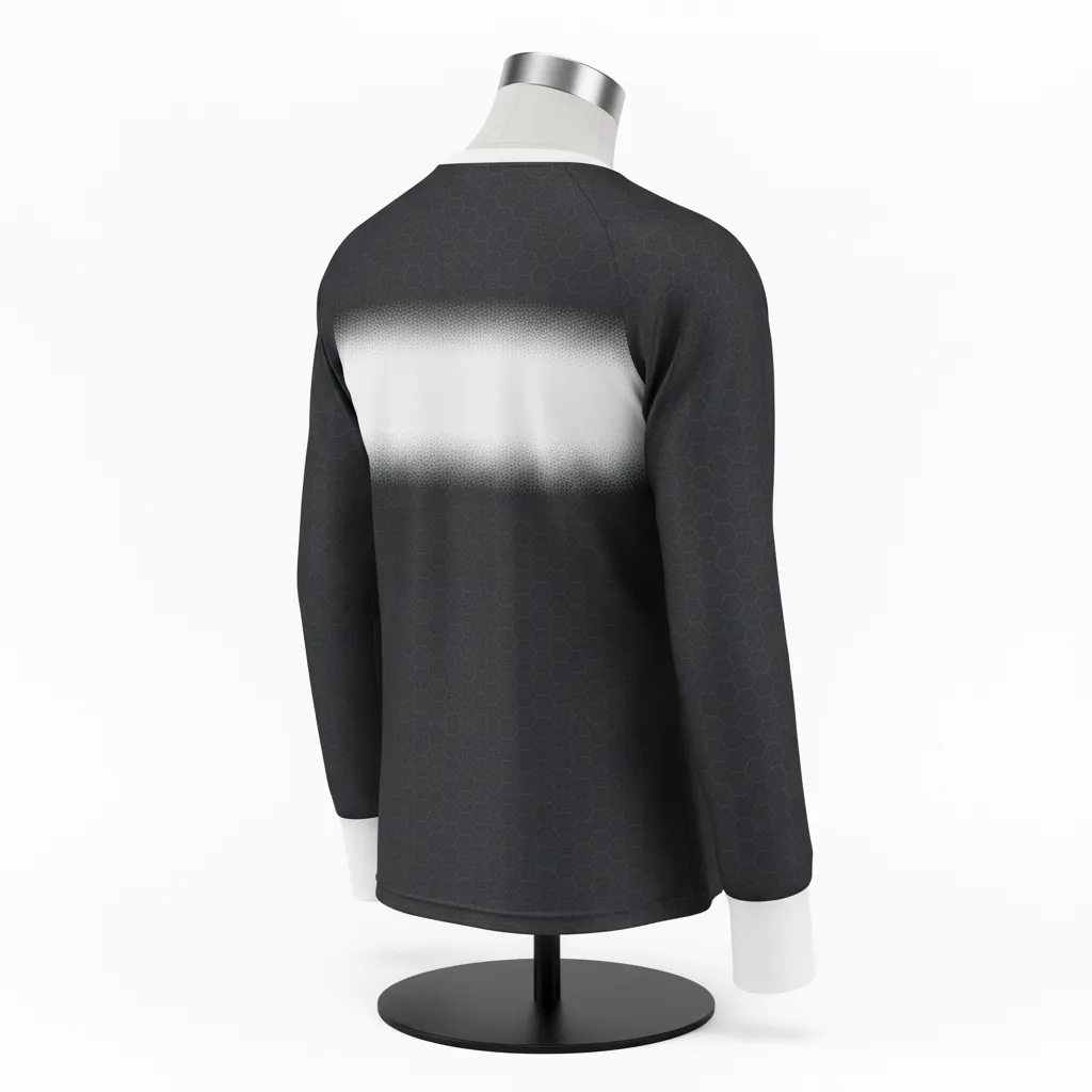 Custom Flag Football Flag Football Long Sleeve Training Shirt - Black, White - Longsleeve Hexagon - Back View - Kinexa Sportswear