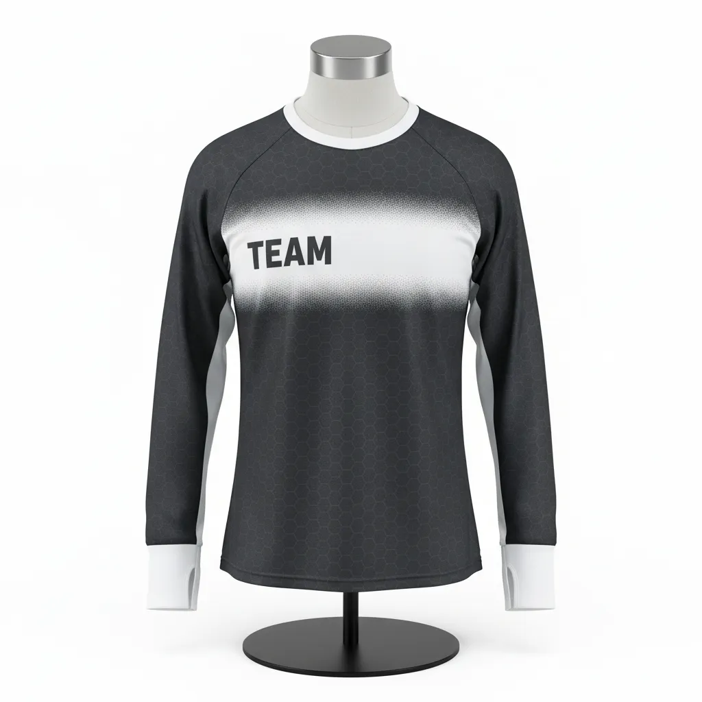 Custom Flag Football Flag Football Long Sleeve Training Shirt - Black, White - Longsleeve Hexagon - Front View - Kinexa Sportswear