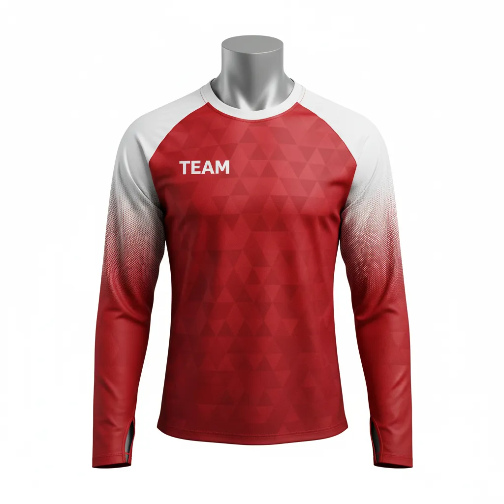 Custom Flag Football Flag Football Long Sleeve Training Shirt - White - Longsleeve Cardinal Triangle - Front View - Kinexa Sportswear