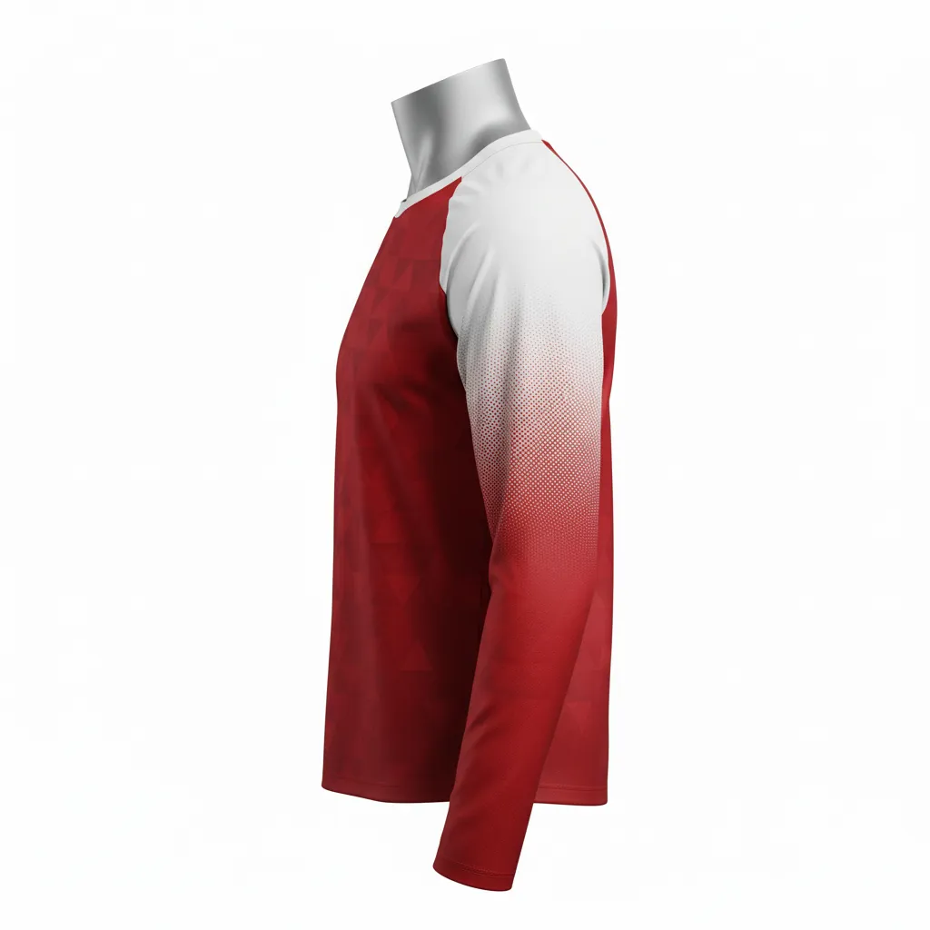 Custom Flag Football Flag Football Long Sleeve Training Shirt - White - Longsleeve Cardinal Triangle - Side View - Kinexa Sportswear