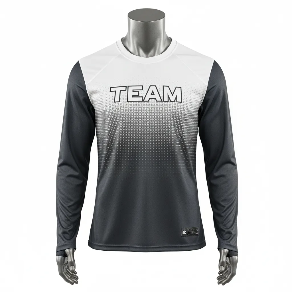 Custom Flag Football Flag Football Long Sleeve Training Shirt - White - Longsleeve Charcoal Dot Matrix - Front View - Kinexa Sportswear