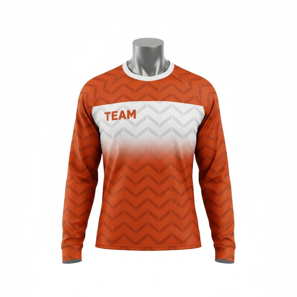 Custom Flag Football Flag Football Long Sleeve Training Shirt - White - Longsleeve Copper Chevron - Front View - Kinexa Sportswear