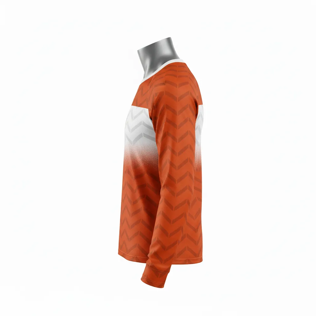 Custom Flag Football Flag Football Long Sleeve Training Shirt - White - Longsleeve Copper Chevron - Side View - Kinexa Sportswear