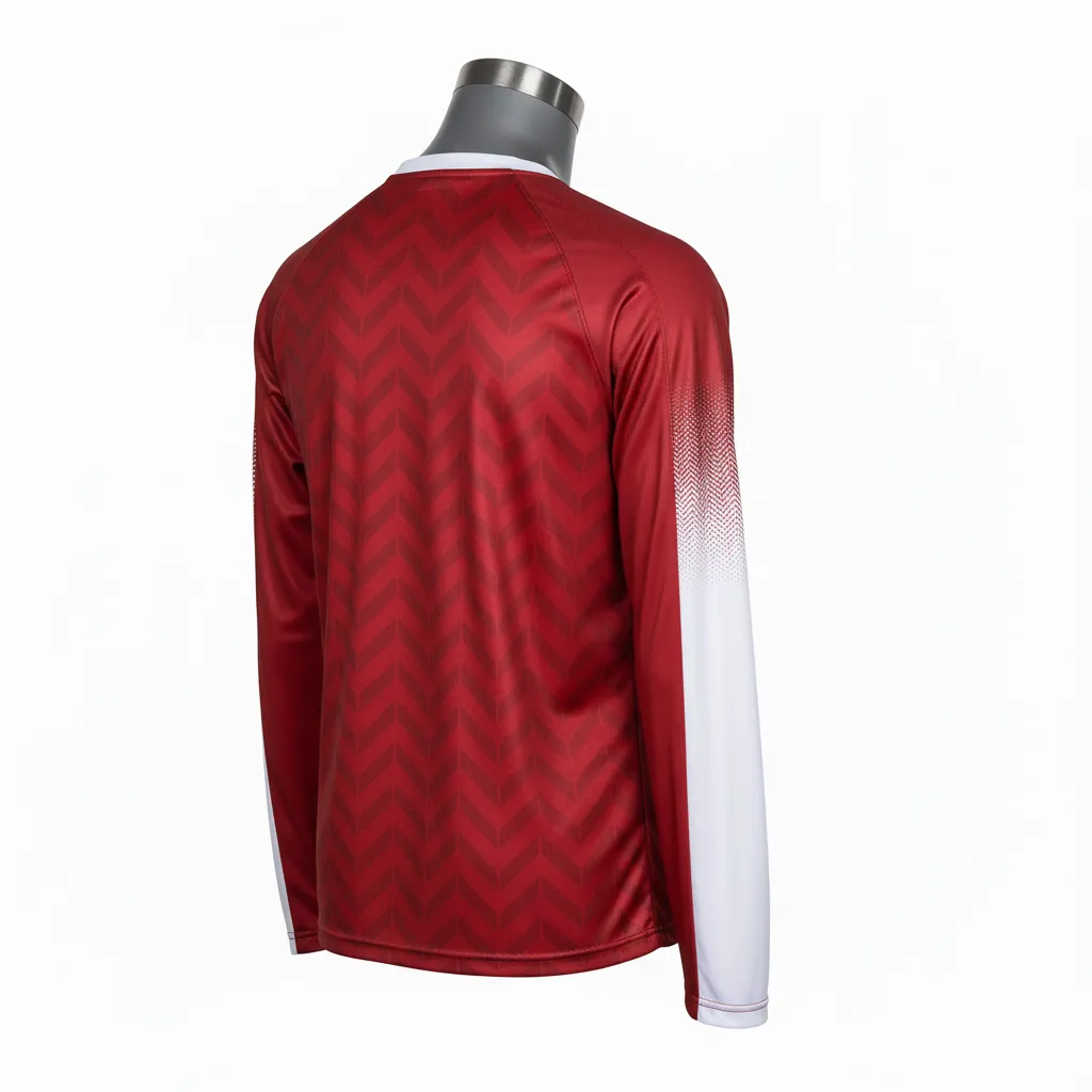 Custom Flag Football Flag Football Long Sleeve Training Shirt - White - Longsleeve Crimson Chevron - Back View - Kinexa Sportswear