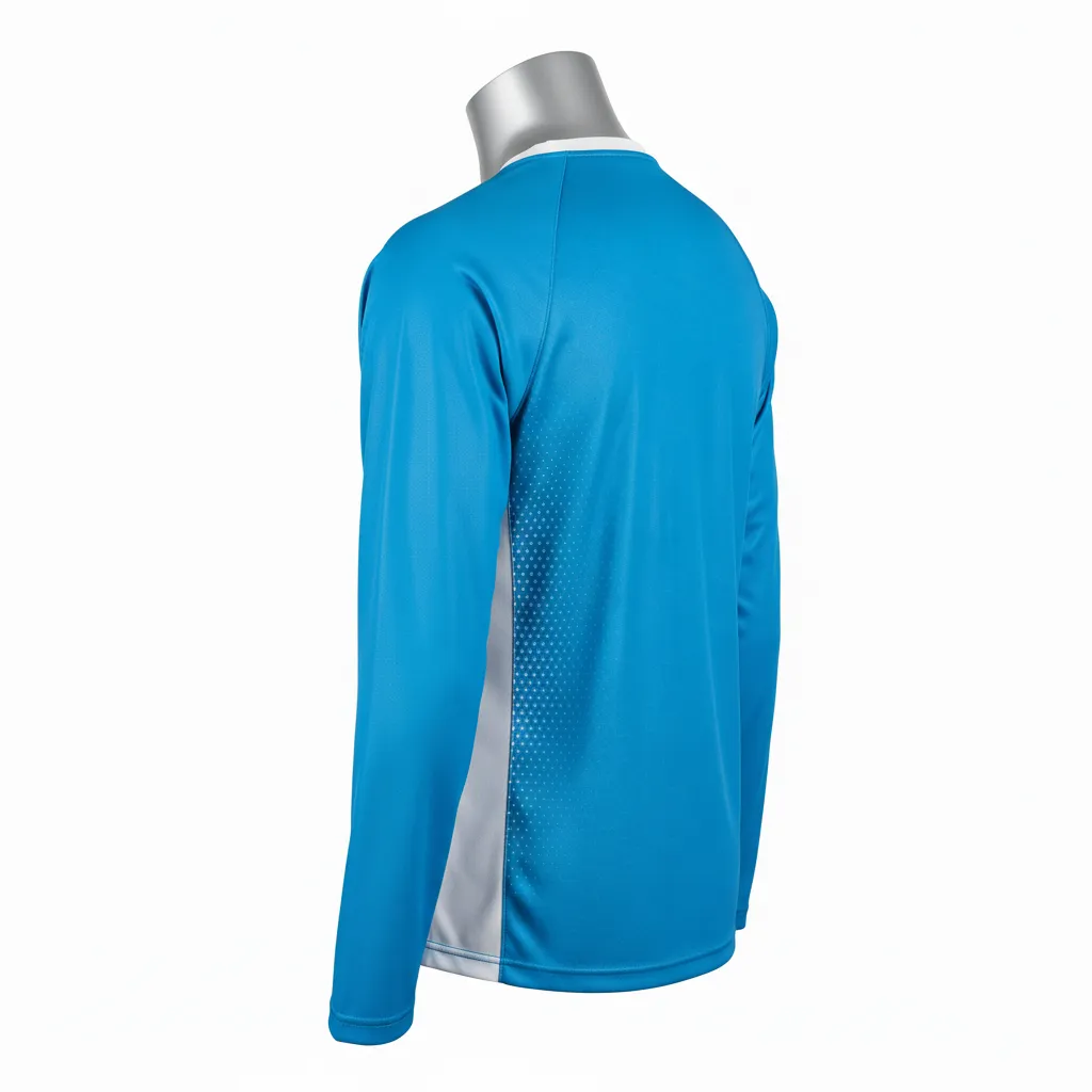 Custom Flag Football Flag Football Long Sleeve Training Shirt - White - Longsleeve Cyan Honeycomb - Back View - Kinexa Sportswear