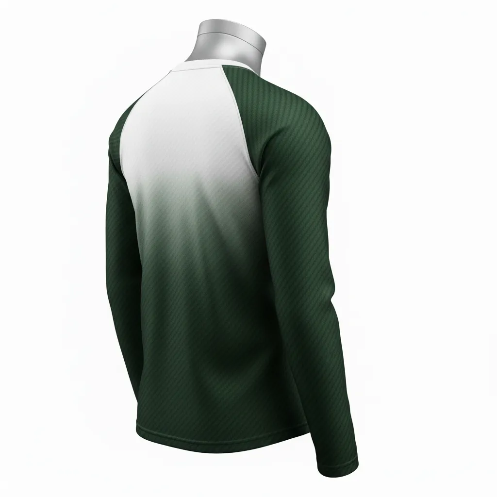 Custom Flag Football Flag Football Long Sleeve Training Shirt - Green, White - Longsleeve Dark Carbon - Back View - Kinexa Sportswear