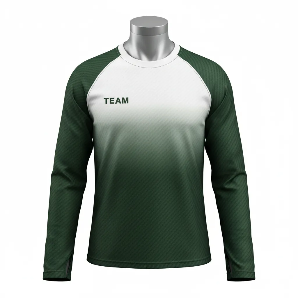 Custom Flag Football Flag Football Long Sleeve Training Shirt - Green, White - Longsleeve Dark Carbon - Front View - Kinexa Sportswear