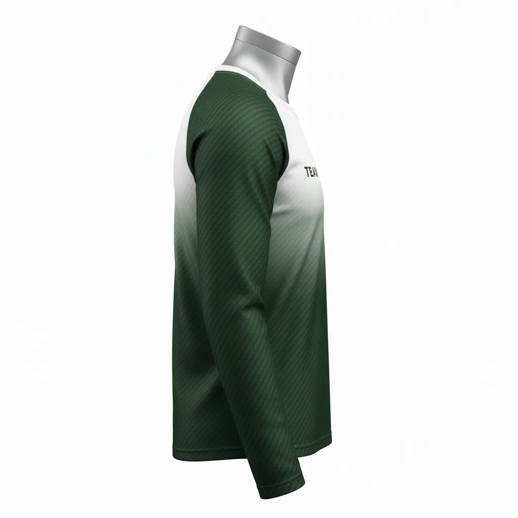 Custom Flag Football Flag Football Long Sleeve Training Shirt - Green, White - Longsleeve Dark Carbon - Side View - Kinexa Sportswear