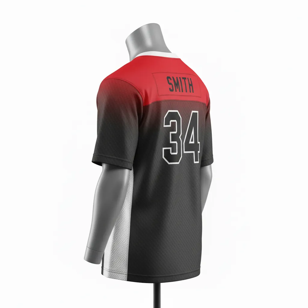 Custom Flag Football Flag Football Practice Jersey - Black, Red - Athletic Carbon Yoke - Back View - Kinexa Sportswear