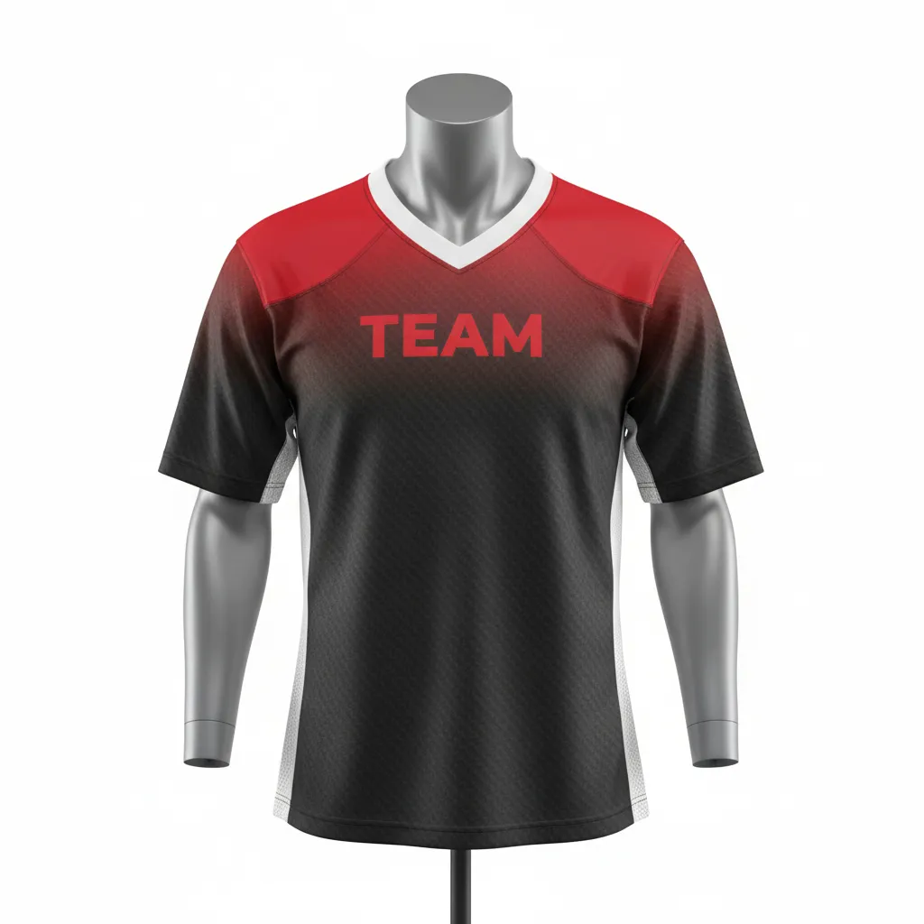 Custom Flag Football Flag Football Practice Jersey - Black, Red - Athletic Carbon Yoke - Front View - Kinexa Sportswear