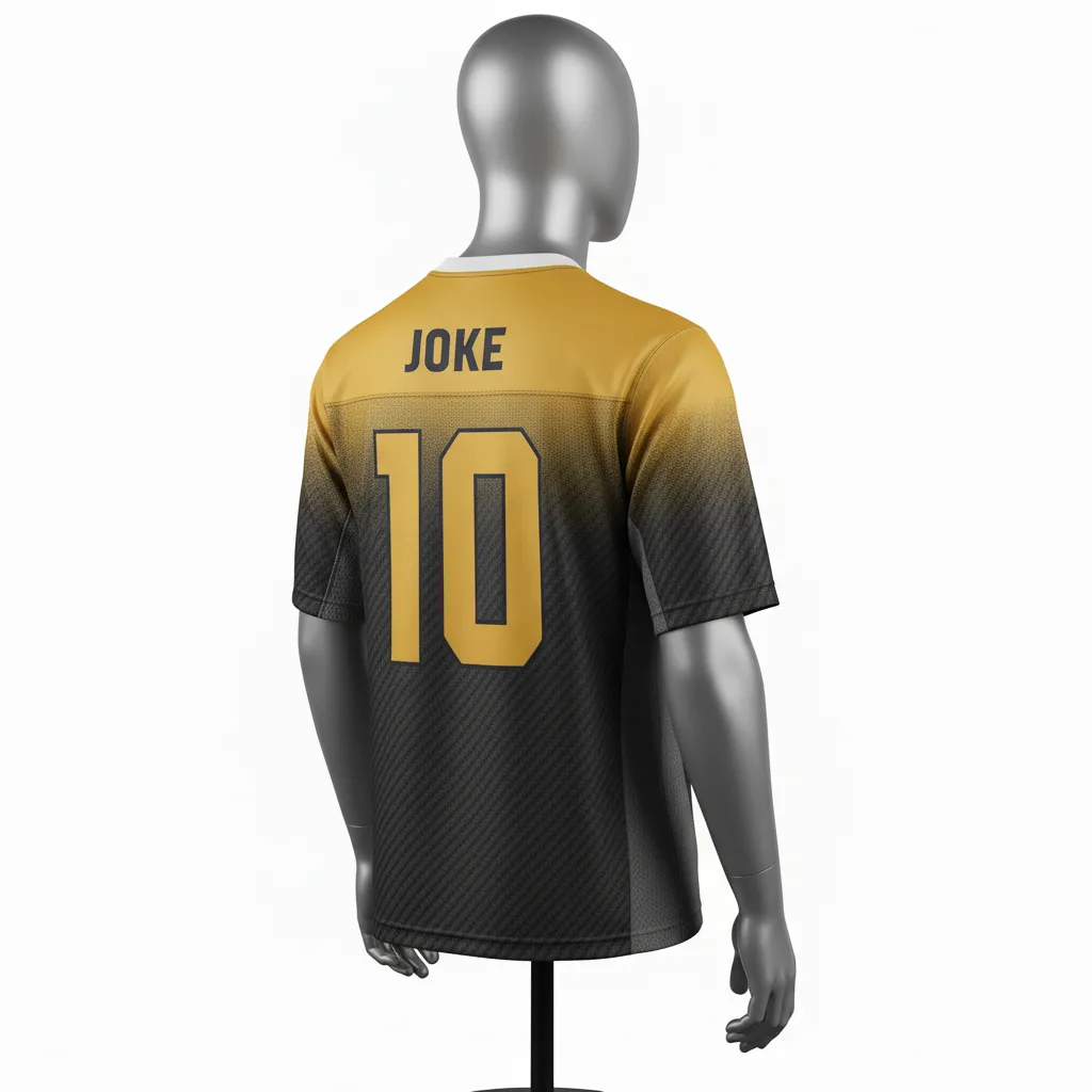 Custom Flag Football Flag Football Practice Jersey - Black, Gold - Athletic Vegas Carbon Yoke - Back View - Kinexa Sportswear