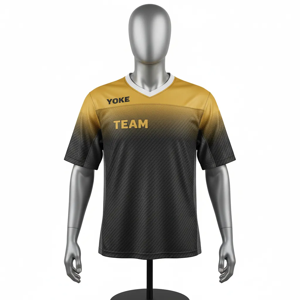 Custom Flag Football Flag Football Practice Jersey - Black, Gold - Athletic Vegas Carbon Yoke - Front View - Kinexa Sportswear
