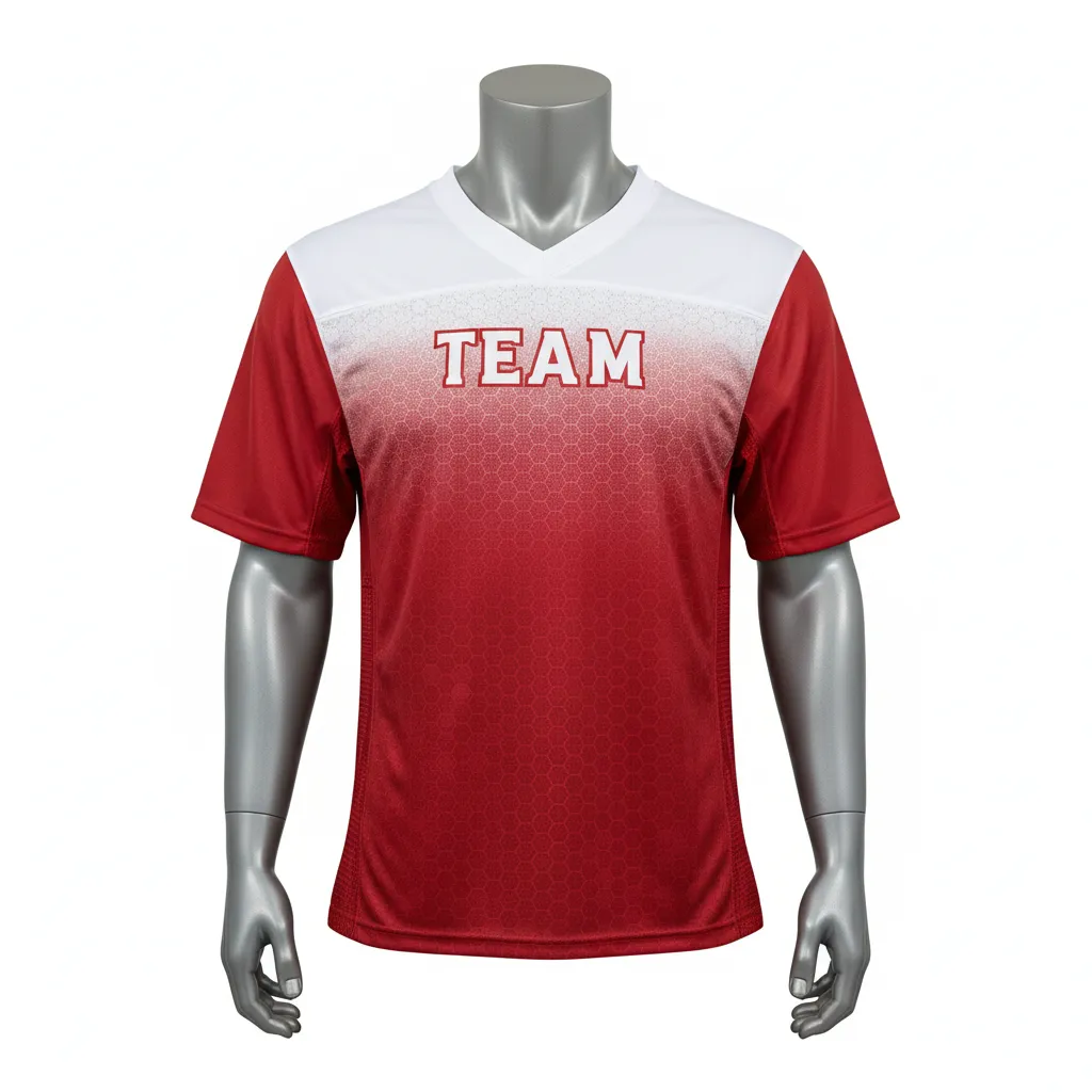 Custom Flag Football Flag Football Practice Jersey - White - Athletic Cardinal Hexagon Yoke - Front View - Kinexa Sportswear