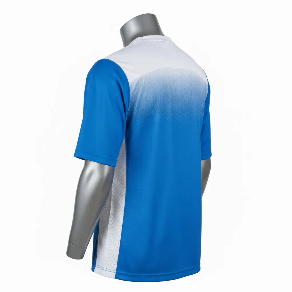 Custom Flag Football Flag Football Practice Jersey - Blue, White - Athletic Columbia Honeycomb Yoke - Back View - Kinexa Sportswear