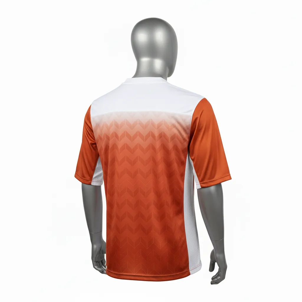 Custom Flag Football Flag Football Practice Jersey - White - Athletic Copper Chevron Yoke - Back View - Kinexa Sportswear